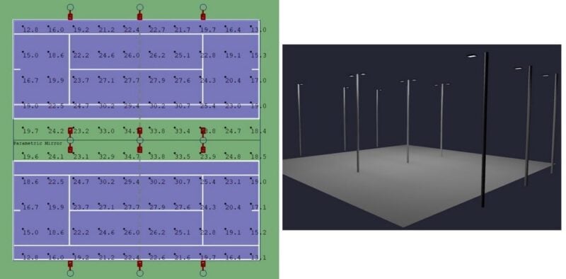 9 Pole Tennis Court Layout