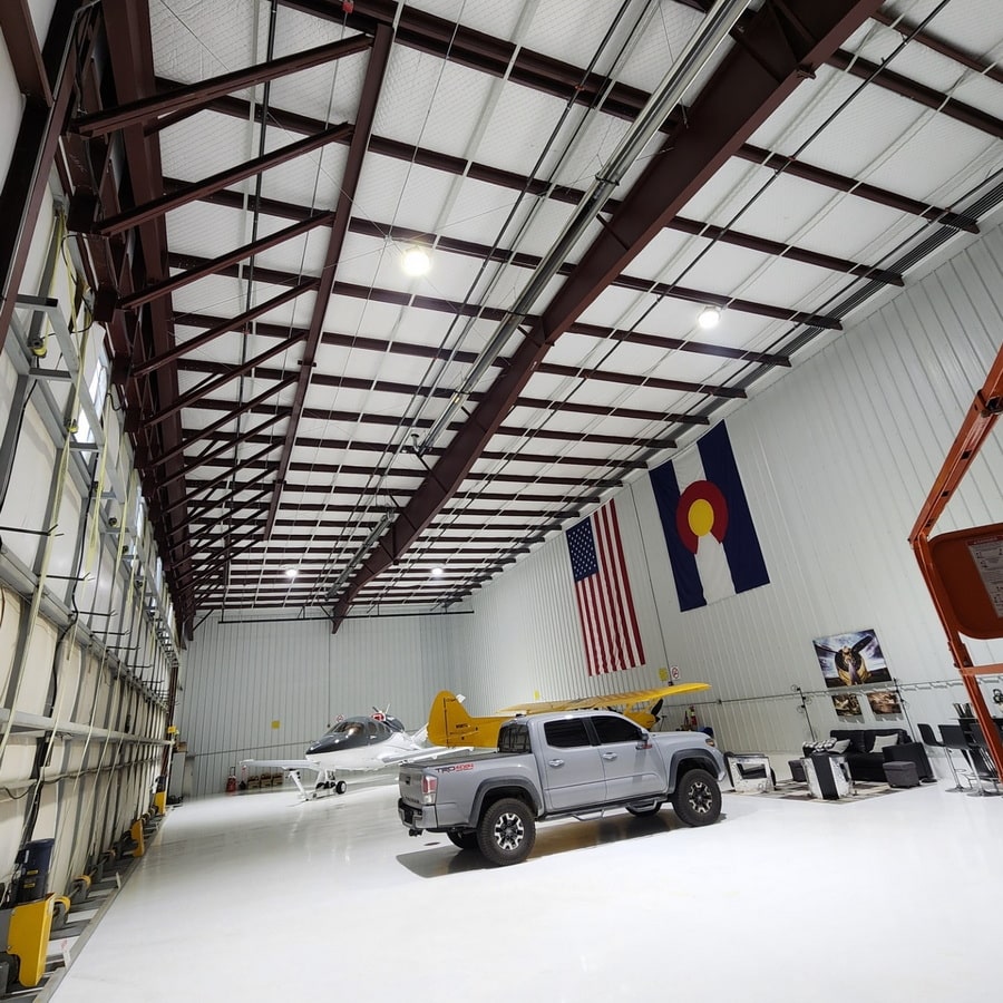 Aircraft Hangar using LED Lighting Supply high bays