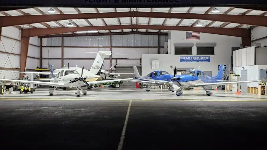 Aircraft Hangar With LED Ufo Hbho 240 And Reflector