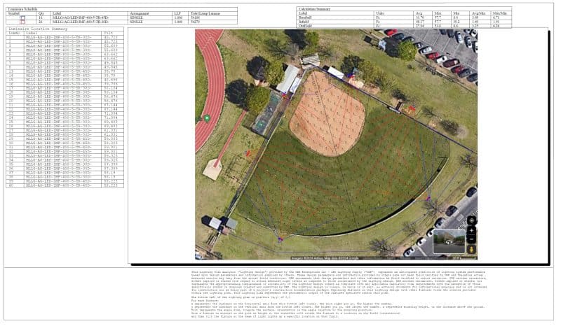 Baseball Softball Lighting Plan 1