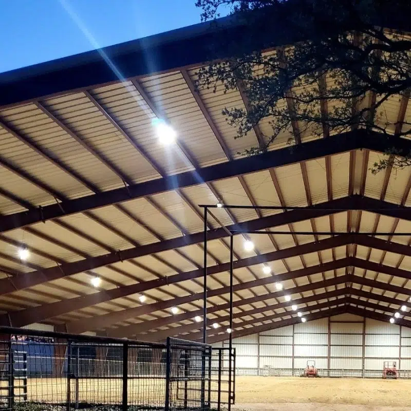 LED Lights in Open Horse Arena